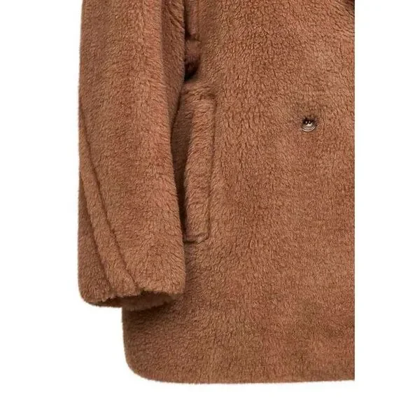 Max Mara Women Camel Drama Short Teddy Bear Icon Coat - Picture 3 of 3